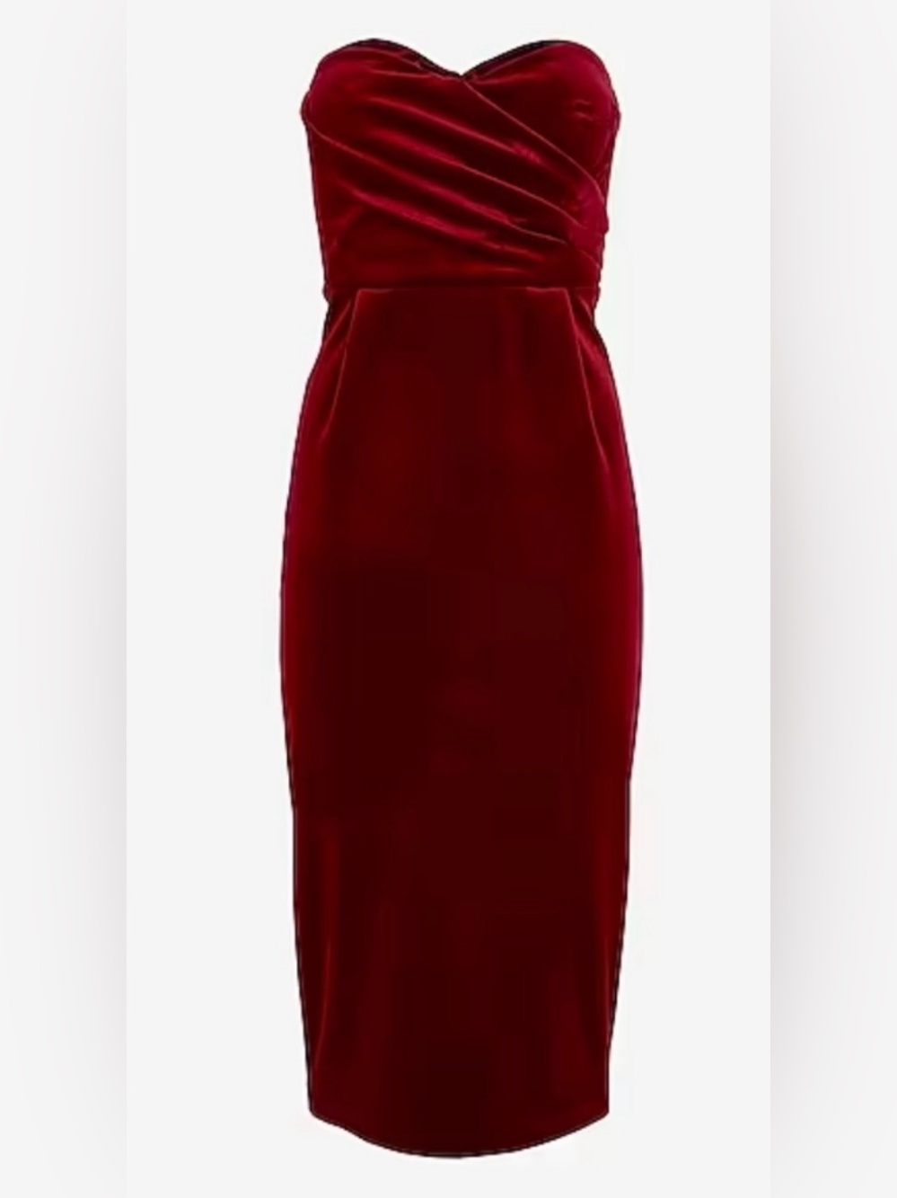 NWT Express Velvet Strapless Sweetheart Neckline Dress in Deep Burgundy Size L